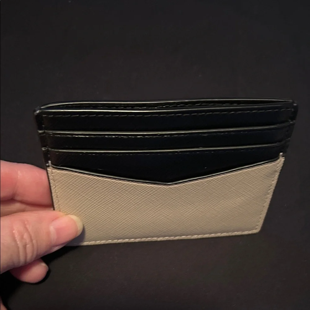 Kate Spade Black/Toasted Hazelnut Staci Saffiano Leather Slim Card Holder